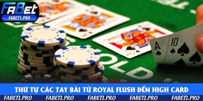 Thứ tự các tay bài từ Royal Flush đến High Card 